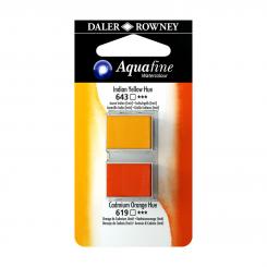 Aquafine Aquarellfarbe 2 Halb-Näpfe 643 Indischgelb (Imit) / 619 Kadmiumorange (Imit) 
