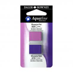 Aquafine Aquarellfarbe 2 Halb-Näpfe  420 Ultramarin Pink / 419 Ultramarinviolett 