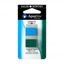 Aquafine Aquarellfarbe 2 Halb-Näpfe 112 Coelinblau (Imit) / 157 Transparenttürkis 