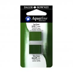 Aquafine Aquarellfarbe 2 Halb-Näpfe 375 Saft Grün / 363 Olivgrün 