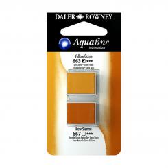 Aquafine Aquarellfarbe 2 Halb-Näpfe 663 Lichter Ocker  / 667 Siena Natur 