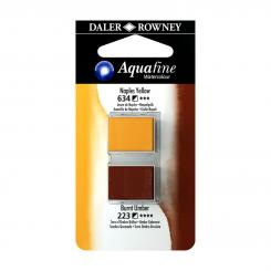 Aquafine Aquarellfarbe 2 Halb-Näpfe 634 Neapelgelb / 223 Umbra gebrannt 