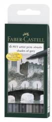 Faber Castell Tuschestift Brush PITT artist pen B 6er Set "Shades of Grey" 