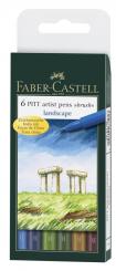 Faber Castell Tuschestift Brush PITT artist pen B 6er Set "Landscape" 