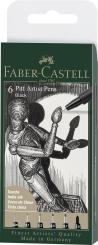 Faber Castell Tuschestift PITT artist pen 6er Etui Schwarz (XXS, XS, S, F, M, 1.5) 