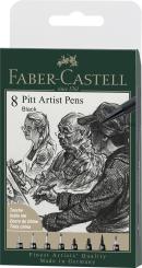 Faber Castell Tuschestift PITT artist pen 8er Etui Schwarz (XXS, S, F, M, B, C, 1.5, Fude hard) 