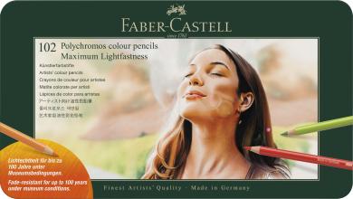 Faber-Castell POLYCHROMOS Metalletui 102 Farben mit 3 Sternen Lichtechtheit 