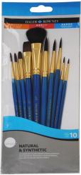 Daler Rowney Naturhaar und-Synthetikpinsel 10er Aquarell-Pinselset Kurzstielig 