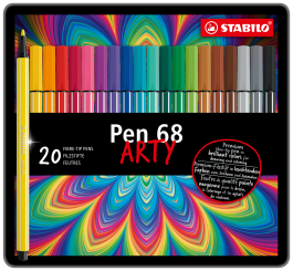 Premium-Filzstift - STABILO Pen 68 - ARTY - 20er Metalletui - mit 20 verschiedenen Farben 