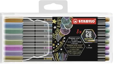 Premium Metallic-Filzstift - STABILO Pen 68 metallic - 8er Pack - mit 8 verschiedenen Metallic-Farben 