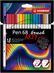 Premium-Filzstift mit Pinselspitze für variable Strichstärken - STABILO Pen 68 brush - ARTY - 18er Pack - mit 18 verschiedenen Farben 