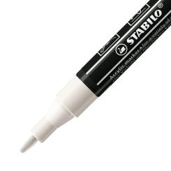 Acrylmarker - STABILO FREE Acrylic - T100 Rundspitze 1-2mm - Einzelstift - weiß 