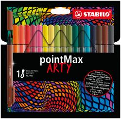 Filzschreiber - STABILO pointMax - ARTY - 18er Pack - mit 18 verschiedenen Farben 