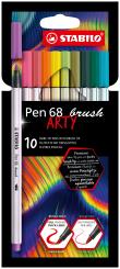 Premium-Filzstift mit Pinselspitze für variable Strichstärken - STABILO Pen 68 brush - ARTY - 10er Pack - mit 10 verschiedenen Farben 