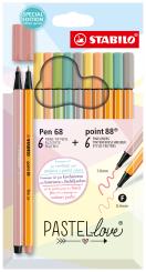 Stifte-Set  STABILO Pastellove Set 12er Pack  Fineliner & Premium-Filzstifte 