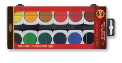 Koh I Noor Aquarell Malkasten mit 12 transparenten Farben 