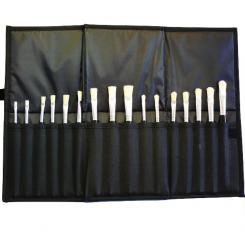 Rotbart Pinseltasche mit kurzst. Borste mit Flach- und Katzenzungenpinseln 