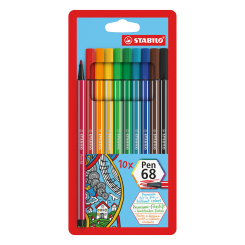 Premium-Filzstift - STABILO Pen 68 - 10er Pack - mit 10 verschiedenen Farben 
