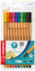 Fineliner - STABILO point 88 - 10er Pack - Standardfarben 