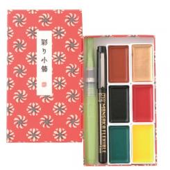 Kuretake ZIG GANSAI TAMBI - Irodori Kobako Red Set 
