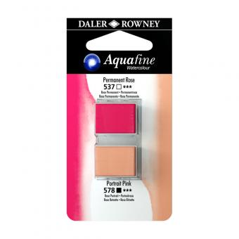 Aquafine Aquarellfarbe 2 Halb-Näpfe 537 Permanentrosa / 578 Portraitrosa 