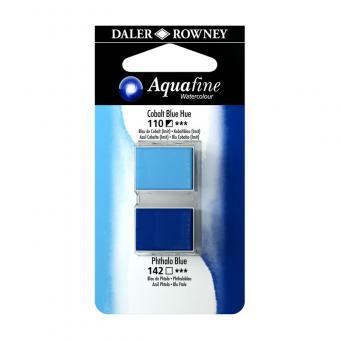Aquafine Aquarellfarbe 2 Halb-Näpfe 110 Kobaltblau (Imit) / 142 Phthaloblau 