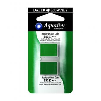 Aquafine Aquarellfarbe 2 Halb-Näpfe 353 Hooker´s Grün Hell / 352 Hooker´s Grün Dunkel 
