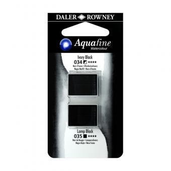 Aquafine Aquarellfarbe 2 Halb-Näpfe 034 Elfenbeinschwarz / 035 Lampenschwarz 