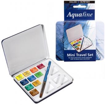 Aquafine Mini Travel Set mit 10 Halbnäpfen + 1 Mini-Pinsel 