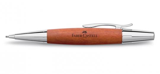Faber Castell e-motion Drehbleistift aus braunem Birnbaumholz / Chrom  inkl.Gravur 