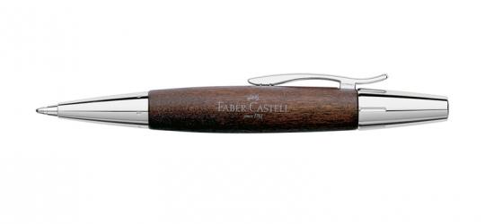 Faber Castell e-motion Drehkugelschreiber aus dunkelbraunem Birnbaumholz  / Chrom  inkl.Gravur 