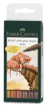 Faber Castell Tuschestift Brush PITT artist pen B 6er Set "Terra" 
