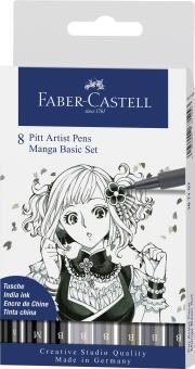 Faber Castell Tuschestift PITT artist pen  8er Etui Basic "Manga" ( S,M,B ) 