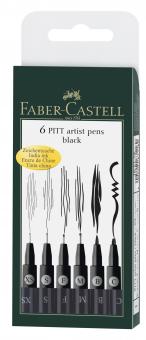 Faber Castell Tuschestift PITT artist pen schwarz 6er Etui (XS,S,F,M,B,C) 