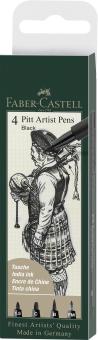 Faber Castell Tuschestift PITT artist pen schwarz 4er Etui (1.5, C, B, Fude Medium) 