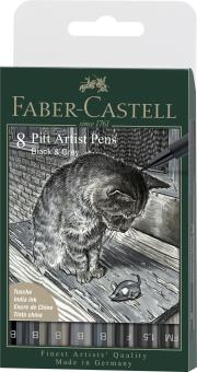 Faber Castell Tuschestift PITT artist pen 8er Etui Black & Grey 