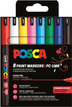 Posca Marker 8er Etui  Grundfarben PC-1MR 0,7mm kalibriert Extra Fine 