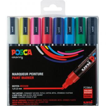 Posca Marker 8er Etui Grundfarben PC-5M 1,8 - 2,5mm 