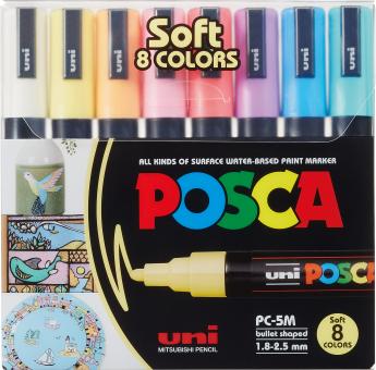 Posca Marker 8er Etui Soft Colours PC-5M 1,8 - 2,5mm 