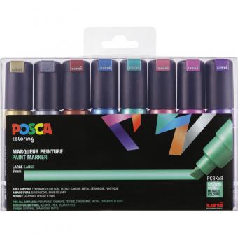 Posca Marker 8er Etui Metallic Colours PC-8K  8mm Keilspitze breit 