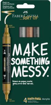 Faber-Castell Multimark Acrylic Acrylmarker, Metallic-Colours 4er Set 