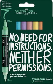 Faber-Castell Multimark Acrylic Acrylmarker, Pastel-Colours 6er Set 
