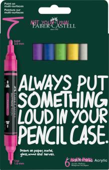 Faber-Castell Multimark Acrylic Acrylmarker, Vibrant-Colours 6er Set 