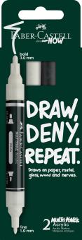 Faber-Castell Multimark Acrylic Acrylmarker, Black & White-Colours 2er Set 