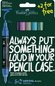 Faber-Castell Multimark Acrylic Acrylmarker, Frost-Colours 6+2er Set 