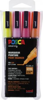 Posca Marker 4er Etui Glitter PC-3M 0,9 - 1,3mm helle Farben 