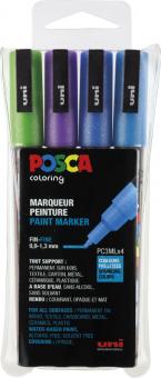 Posca Marker 4er Etui Glitter PC-3M 0,9 - 1,3mm dunkle Farben 