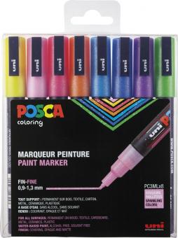 Posca Marker 8er Etui Glitter Colours PC-3ML 0,9 - 1,9mm 