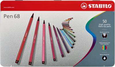 Premium-Filzstift - STABILO Pen 68 - 50er Metalletui - mit 46 verschiedenen Farben 