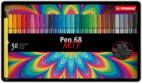 Premium-Filzstift - STABILO Pen 68 - ARTY - 30er Metalletui - mit 30 verschiedenen Farben 